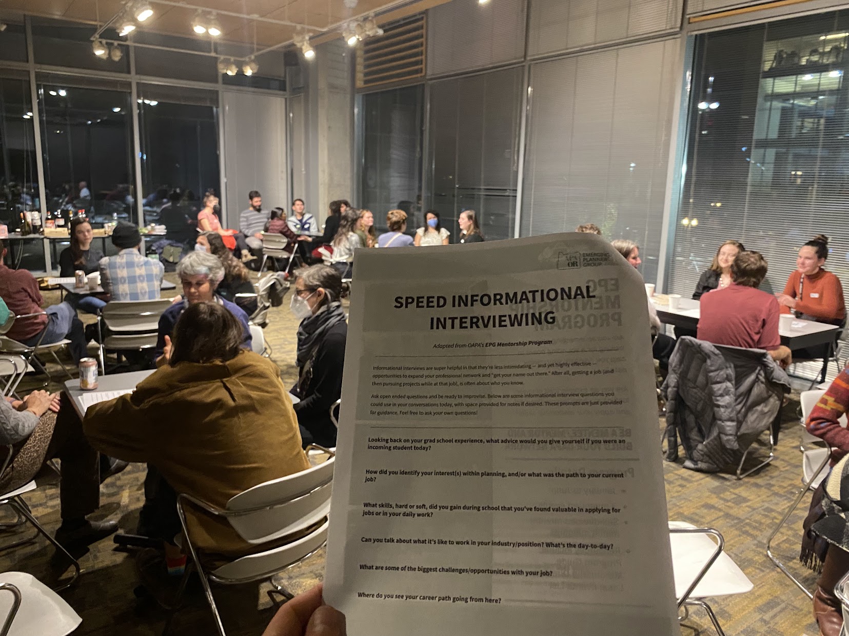 MURP students practice informational interviews as part of Internship Seminar